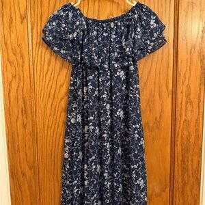 Eliza J Strapless Navy Blue Floral Dress